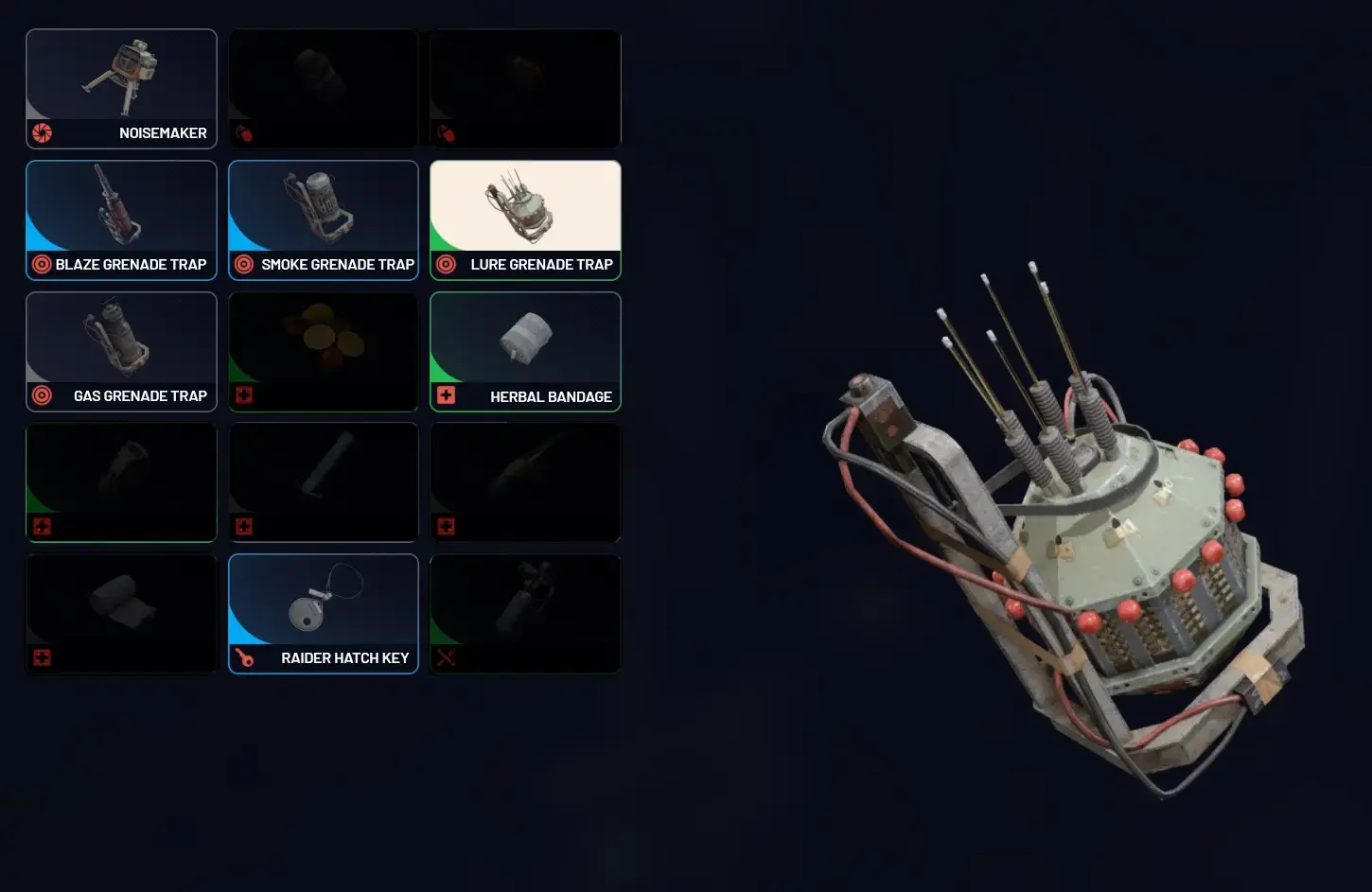 Arc Raiders grenades and traps collection
