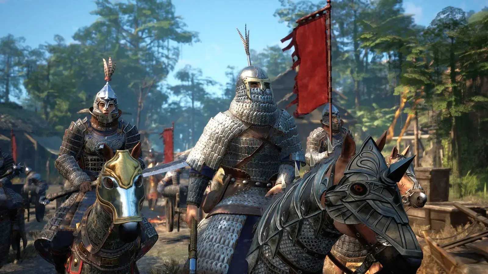 Myth of Empires Throne warrior on horseback in battlefield