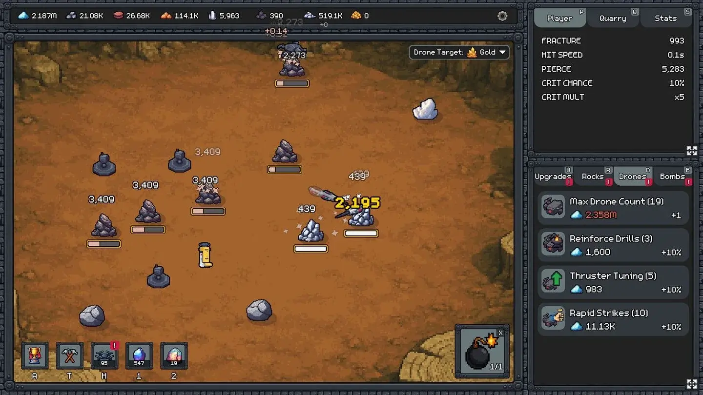 Fracture Field early-game drone configuration targeting Gold layer