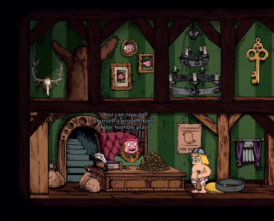 Lucky Tower Ultimate citizenship and village progression scene