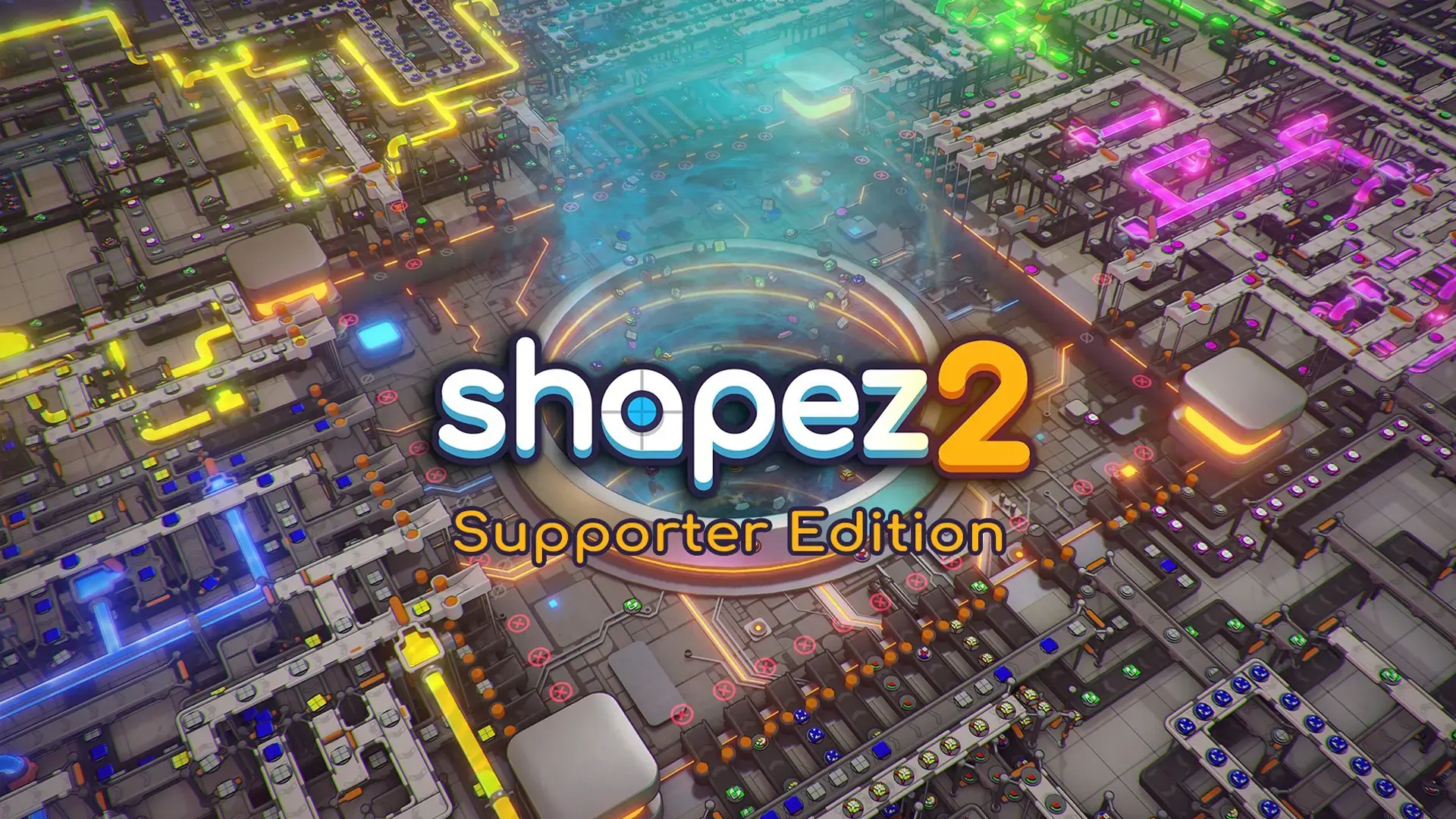 Shapez 2 1.0 MAM factory with multiple Make Anything Machines and train-fed shape supply