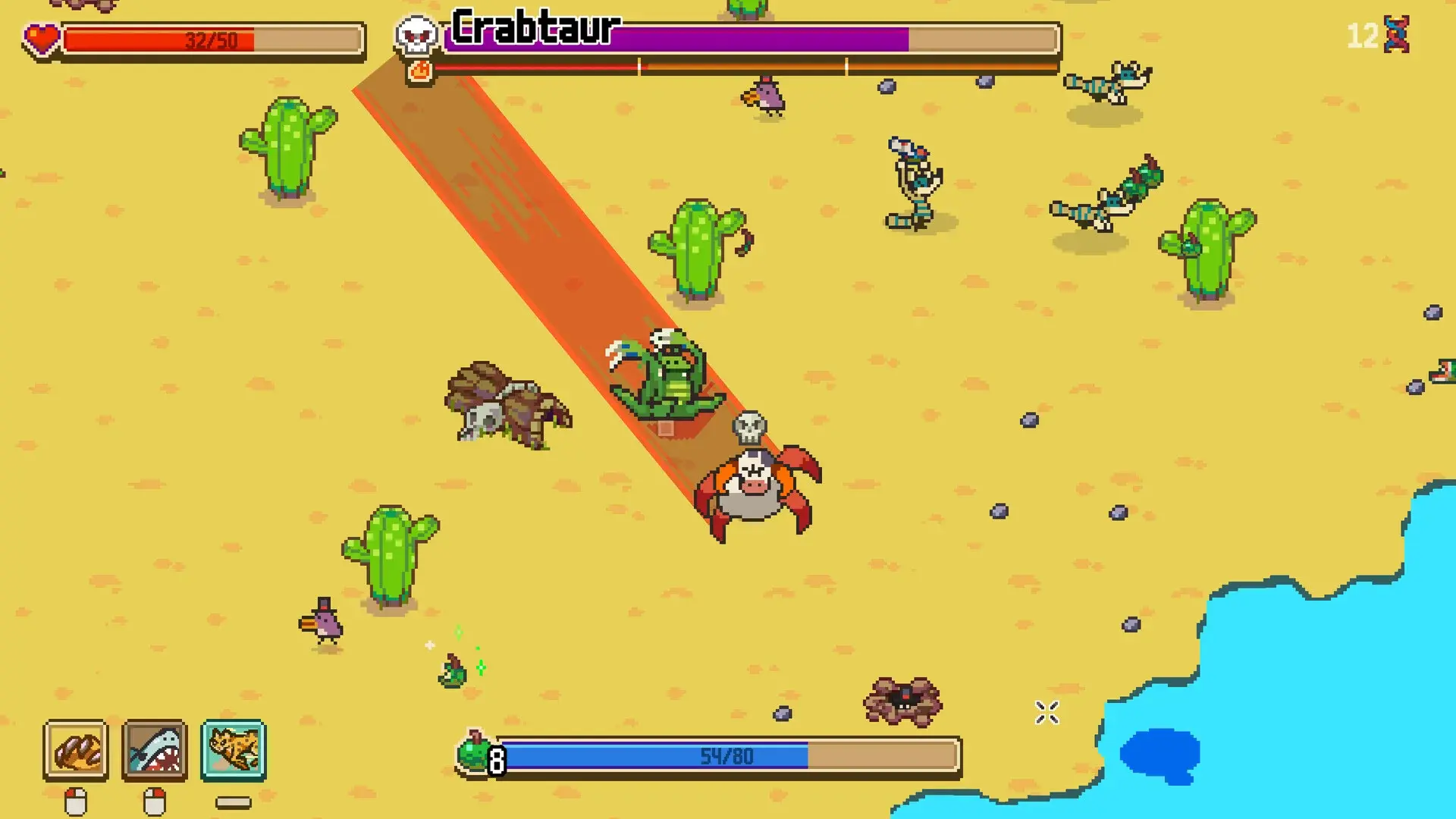 Creature evolving with new body parts in evolution screen