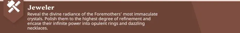 Jeweler profession interface in Farever