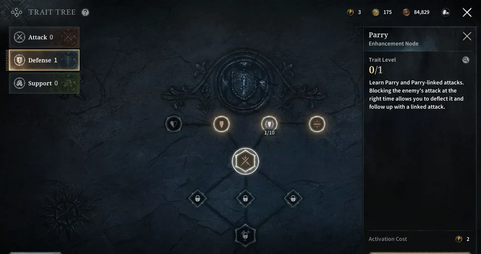 Kingsroad trait tree defense screen