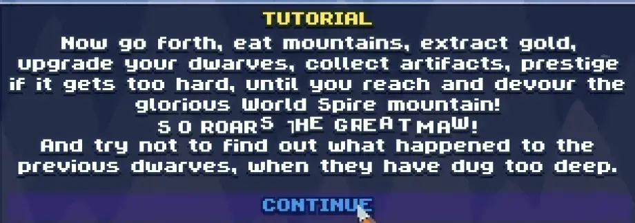Dwarf Eats Mountain World Spire goal