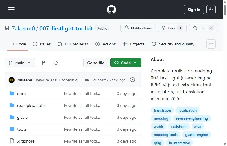 007-firstlight-toolkit GitHub repo page