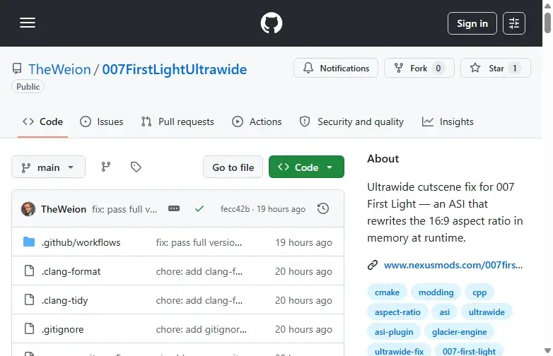 007FirstLightUltrawide GitHub repo page