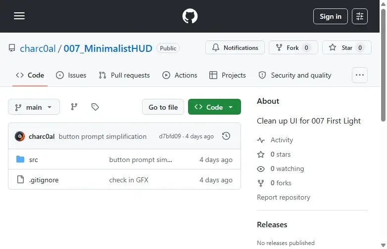 007_MinimalistHUD GitHub repo page