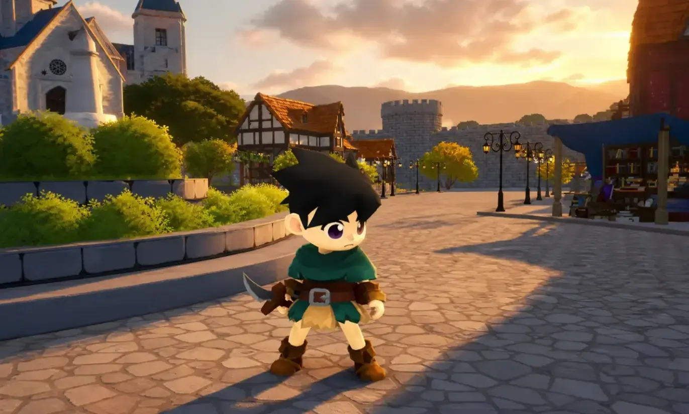 SpiritVale beginner character standing in Vale's Rest starter town with class selection screen overlay